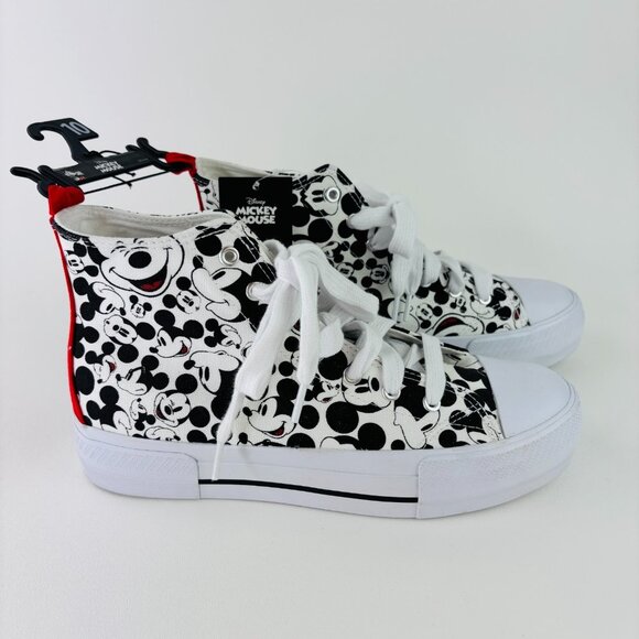 Disney Women's Mickey Mouse High-Top Lace-Up Sneakers Sz 10 Black white NWT - Picture 2 of 8